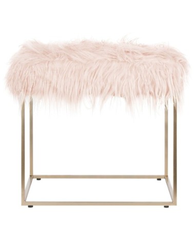 Tabouret en fausse fourrure rose