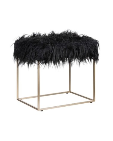 Tabouret en fausse fourrure noire