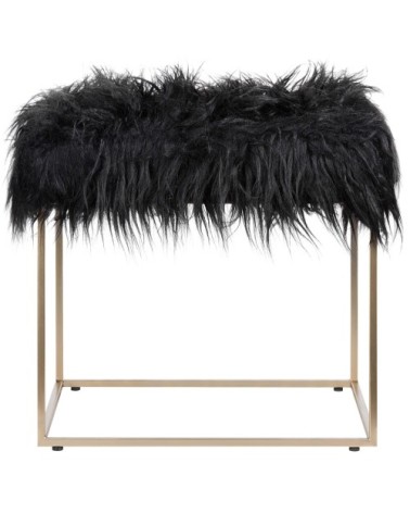 Tabouret en fausse fourrure noire
