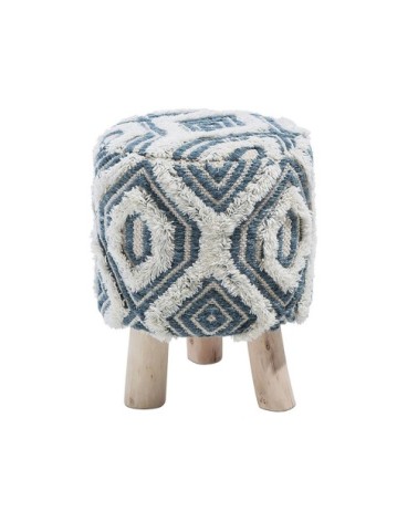 Petit tabouret bleu et blanc