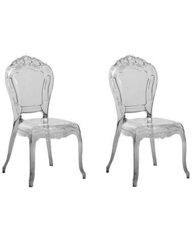 Lot de 2 chaises de salle à manger noires transparentes