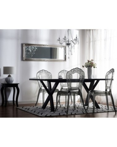 Lot de 2 chaises de salle à manger noires transparentes