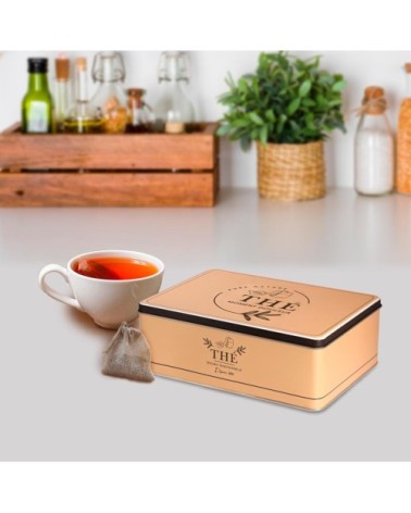 Boîte beige pour ranger le thé 22x16cm