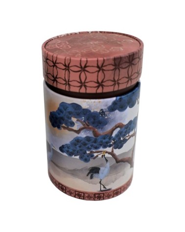 Petite boîte grue marron et bleue pour le thé contenance 150g