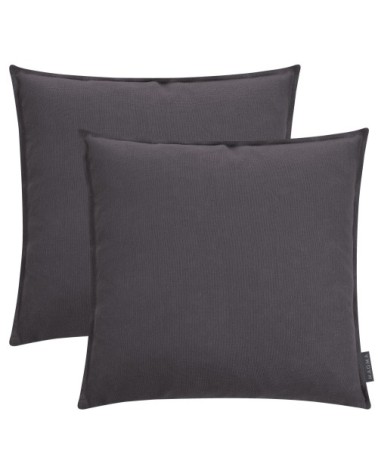 Housses de coussin 100% lin anthracite 50x50 - Lot de 2