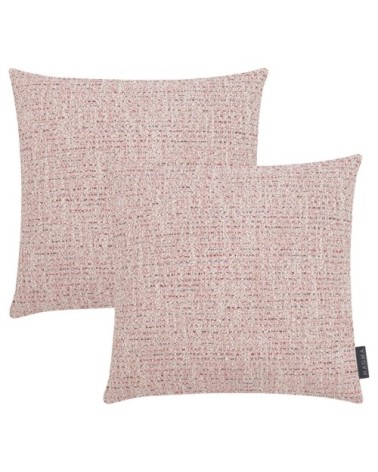 Housses de coussin jacquard effet tweed rose 40x40 - Lot de 2