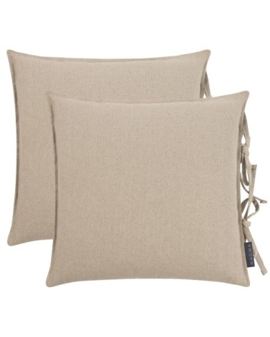 Housses de coussin à nouettes 100% lin sable 40x40 - Lot de 2