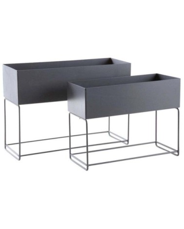 Sellettes de jardin en métal (lot de 2) rectangulaire