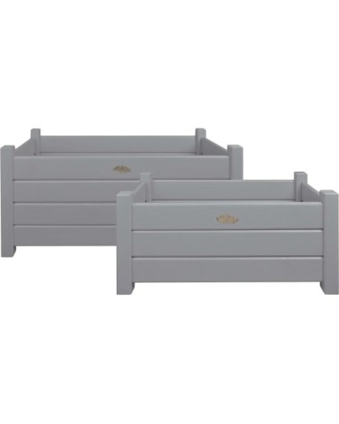 Bacs à fleurs rectangulaires (lot de 2) gris