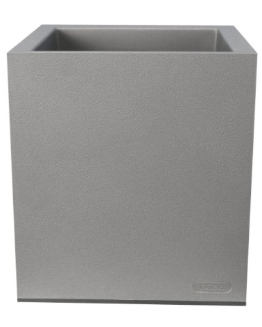 Pot en plastique carré aspect granit 30 cm gris clair