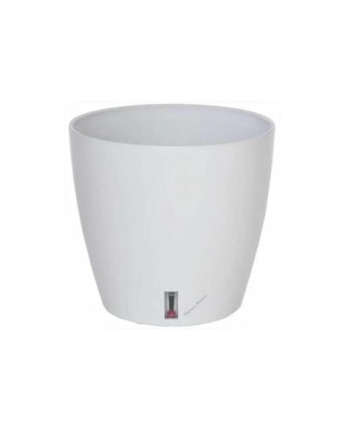 Pot en plastique rond avec réserve d'eau 25.5 cm eva blanc