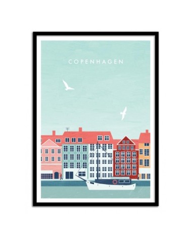 Affiche d'art avec Cadre bois noir - 30 x 40 cm - Copenhagen