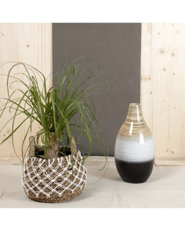 Cache-pots en jonc naturel et crochet (lot de 2)