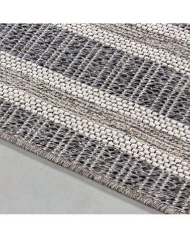 Tapis extérieur tissé plat gris et greige 140x200cm