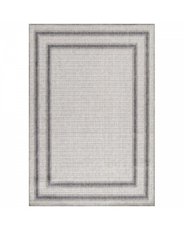 Tapis extérieur tissé plat greige et gris 80x150cm