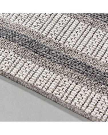 Tapis extérieur tissé plat greige et gris 80x250cm