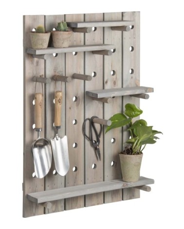 Panneau avec 4 étagères à plantes en pin