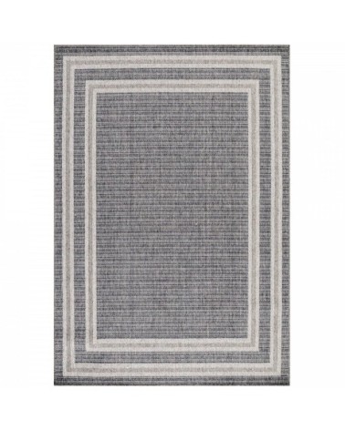 Tapis extérieur tissé plat gris et greige 80x250cm