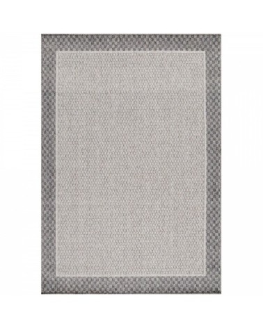 Tapis extérieur tissé plat greige et gris 80x250cm