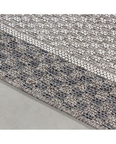 Tapis extérieur tissé plat greige et gris 80x250cm
