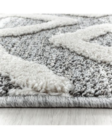 Tapis bohème à relief gris et blanc 80x150cm