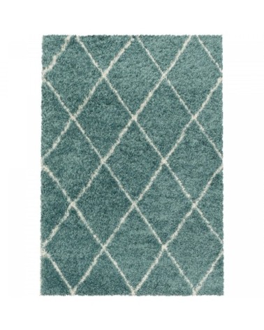 Tapis de style géométrique turquoise et blanc 160x230cm