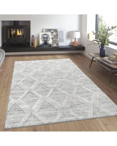 Tapis bohème à relief blanc ivoire 60x110cm