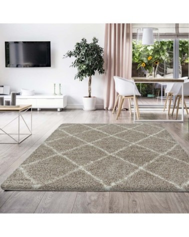 Tapis de style géométrique beige et blanc 80x150cm