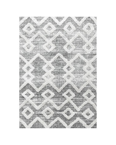 Tapis bohème à relief gris et blanc 120x170cm