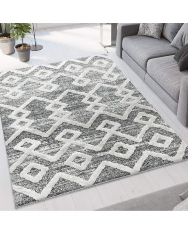 Tapis bohème à relief gris et blanc 120x170cm
