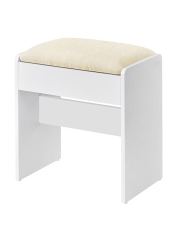 Tabouret en velours rembourré repose-pieds blanc et crème