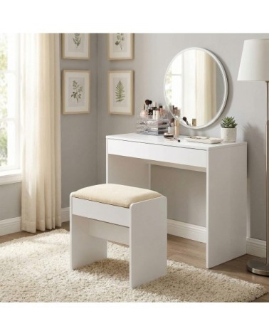 Tabouret en velours rembourré repose-pieds blanc et crème