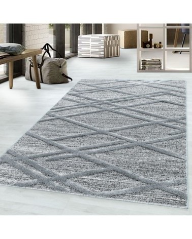 Tapis bohème à relief gris 240x340cm