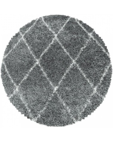 Tapis rond de style géométrique gris et blanc 80x80cm