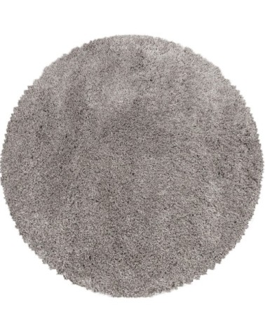 Tapis cosy rond à poils longs greige 120x120cm
