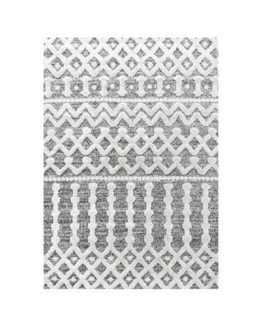 Tapis bohème à relief gris et blanc 200x290cm