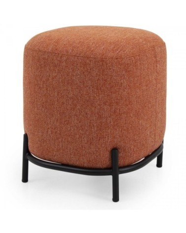 Pouf rond en tissu pieds métal orange