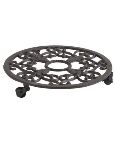 Support à roulettes en fonte pour pot de fleurs