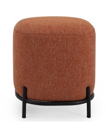 Pouf rond en tissu pieds métal orange