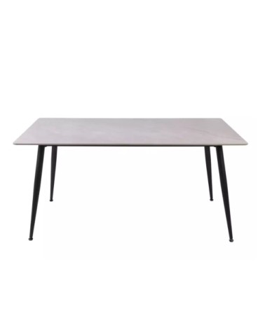 Table de salle à manger en céramique gris brillant 160cm