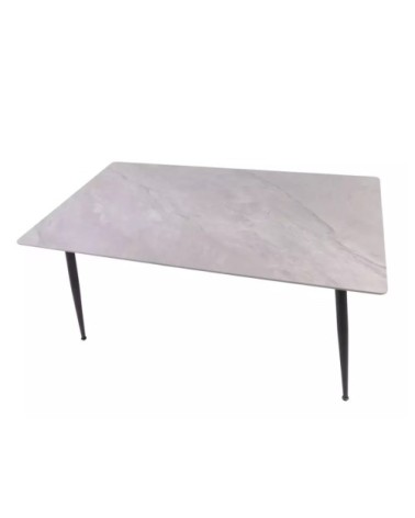 Table de salle à manger en céramique gris brillant 160cm