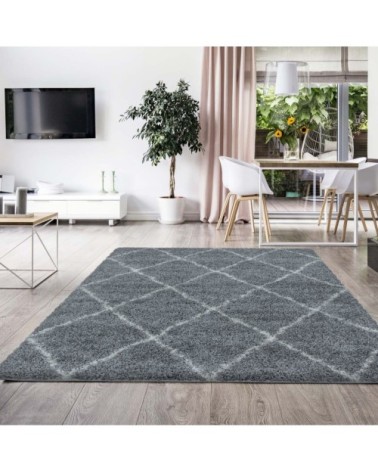 Tapis de style géométrique gris et blanc 120x170cm