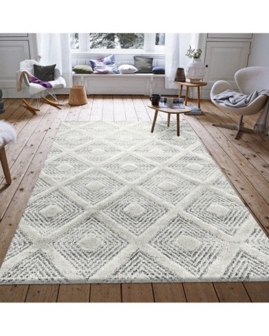 Tapis bohème à relief blanc ivoire 280x370cm