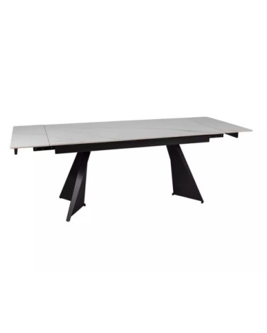 Table de salle à manger extensible en céramique blanc mat 160 / 220cm