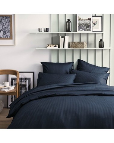 Taie d'oreiller en satin de coton bleu 50x70