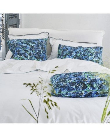 Taie d'oreiller en percale de coton bleu 65x65