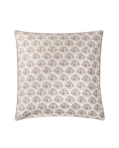 Taie d'oreiller en percale de coton rose et beige 65x65