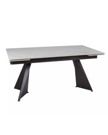 Table de salle à manger extensible en céramique blanc mat 160 / 220cm