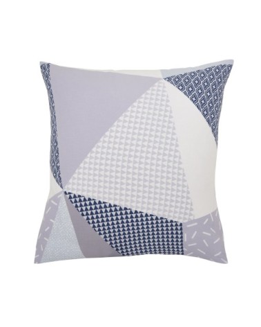 Taie d'oreiller en lyocell bleu et gris 63x63