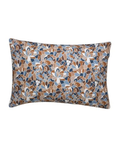 Taie d'oreiller en percale de coton orange et bleu 50x75